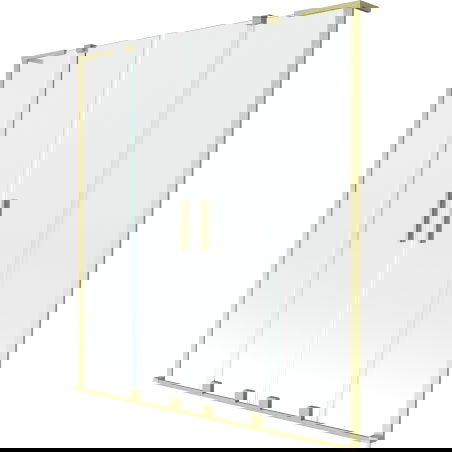 Mexen Velar L Duo vonios sienelė 2-jų dalių, stumdoma, 140 x 150 cm, permatoma, auksinė šlifuota - 896-140-003-02-55