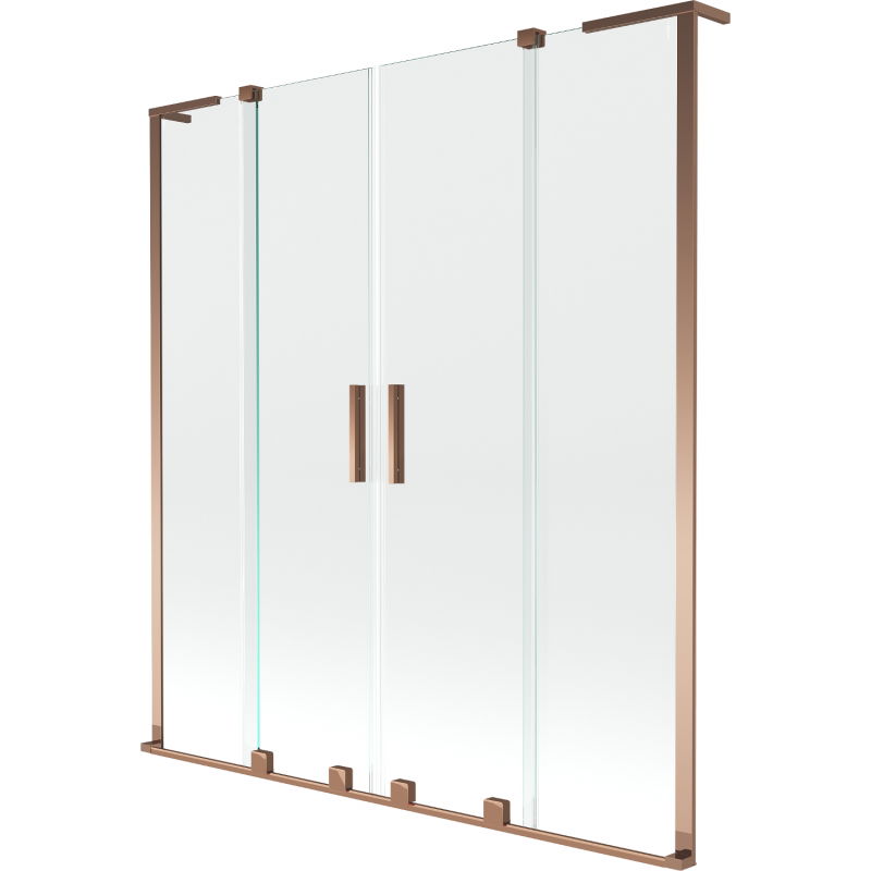 Mexen Velar L Duo voniosuždanga 2-dalių stumdomoji 140 x 150 cm, skaidri, rožinis auksas - 896-140-003-02-60