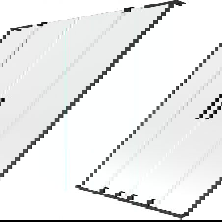 Mexen Velar L Duo dviejų dalių vonios ekranas 140 x 150 cm, permatomas, juodas - 896-140-003-02-70