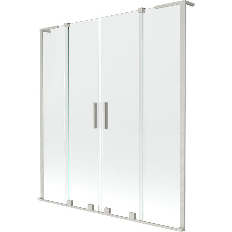 Mexen Velar L Duo vonios ekranas, 2-stumdomų durų, 140 x 150 cm, permatomas, šlifuotas nikelis - 896-140-003-02-97