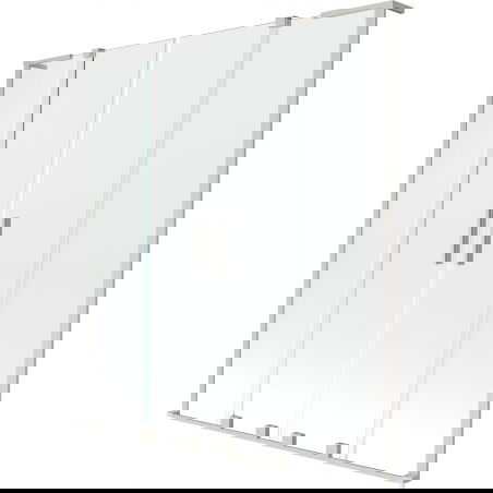 Mexen Velar L Dviguba vonios ekranas 2 dalių stumdomas 140 x 150 cm, skaidrus, šlifuotas nikelis - 896-140-003-02-97