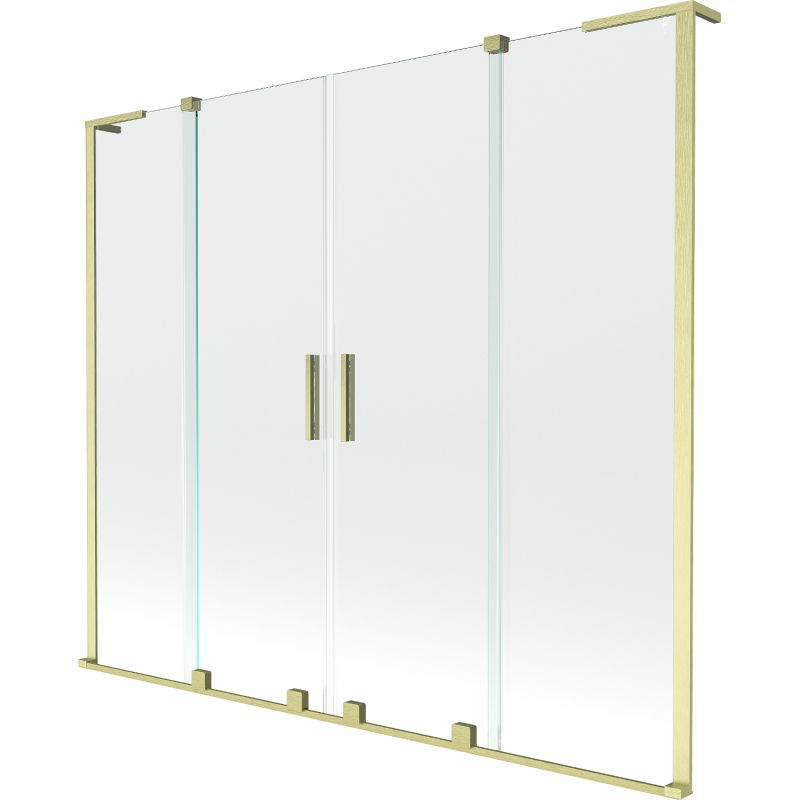 Mexen Velar L Duo vonios ekrano 2-durys stumdomas 170 x 150 cm, skaidrus, auksinis šukuotas - 896-170-003-02-55