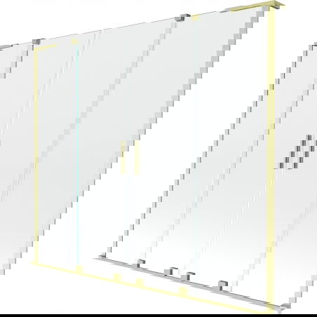 Mexen Velar L Dviguba 2-jų dalių stumdoma vonios siena 170 x 150 cm, skaidri, auksas šlifuotas - 896-170-003-02-55