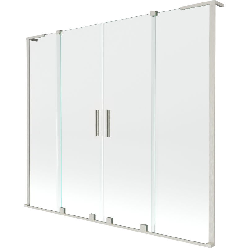 Mexen Velar L Duo vonios sienelė, 2-dalių stumdomos durys, 170 x 150 cm, skaidrus, šlifuotas nikelis - 896-170-003-02-97