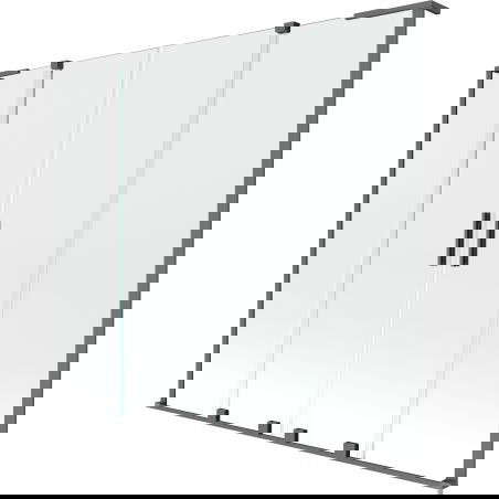 Mexen Velar L Dvigubas nuleidžiamas dušo durys, 2 dalių, 200 x 150 cm, skaidrus, pistoletų metalas - 896-200-003-02-95