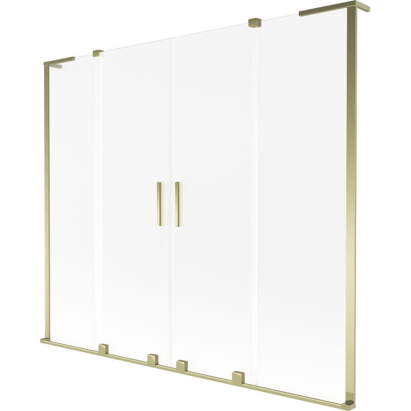 Mexen Velar L Duo vonios ekranas, 2-jų segmentų, slankiojantis, 200 x 150 cm, matinė, auksinė - 896-200-003-32-50