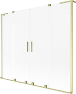 Mexen Velar L Dviejų dalių vonios pertvara, dviguba slankioji 200 x 150 cm, matinė, auksinė šepečiuota - 896-200-003-32-55