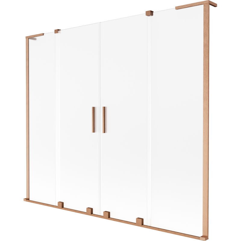 Mexen Velar L Duo vonios ekranas, 2-dalių stumdomas, 200 x 150 cm, matinė, šlifuota varis - 896-200-003-32-65