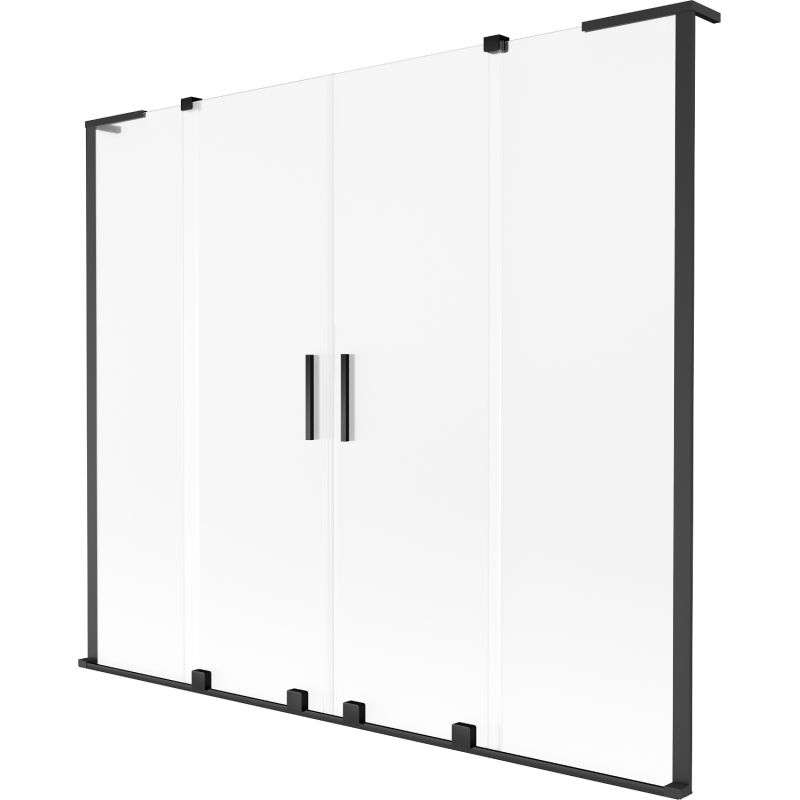 Mexen Velar L Duo vonios ekranas, dviejų dalių stumdomas 200 x 150 cm, matinė, juoda - 896-200-003-32-70