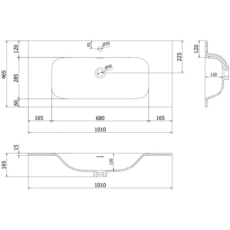 Mexen Vela įleidžiama praustuvas į stalviršį 101 x 46,5 cm, juodas matinis - 25231071