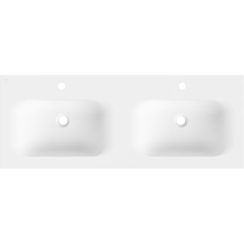 Mexen Vela dvigubas įmontuojamas praustuvas stalviršyje 121 x 46,5 cm, matinis baltas - 25231201D