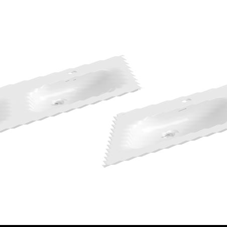 Mexen Vela dviguba įleidžiama praustuvė į stalviršį 121 x 46,5 cm, balta blizgi - 25231200D