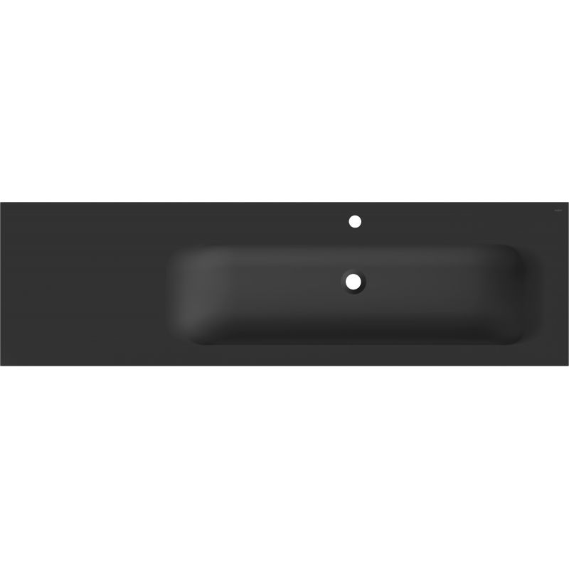 Mexen Vela įleidžiamas į stalviršį dešinysis praustuvas 161 x 46,5 cm, juodas matinis - 25231671P