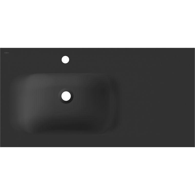 Mexen Vela įmontuojamas į stalviršį kairysis praustuvas 91 x 46,5 cm, juodas matinis - 25239071L