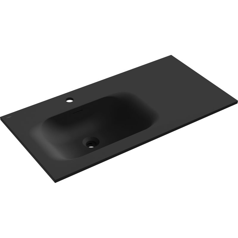 Mexen Vela įleidžiamas į stalviršį kairysis praustuvas 91 x 46,5 cm, juodas matinis - 25239071L