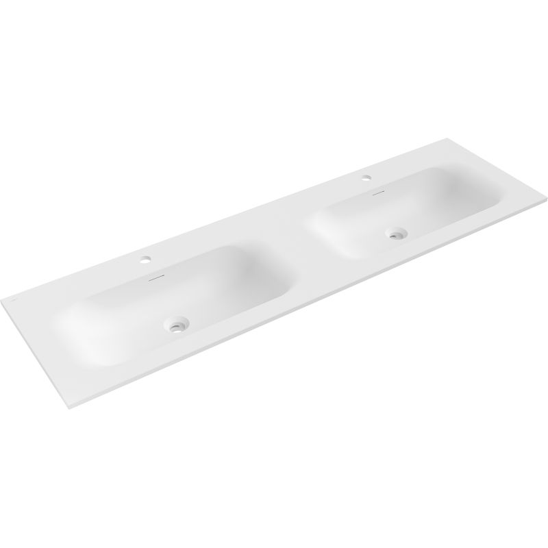 Mexen Vela dviguba įleidžiama praustuvas į stalviršį 161 x 46,5 cm, baltas matinis - 25231601D