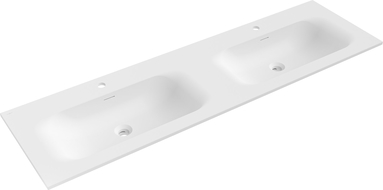 Mexen Vela dviguba įleidžiama į stalviršį kriauklė 161 x 46,5 cm, balta matinė - 25231601D