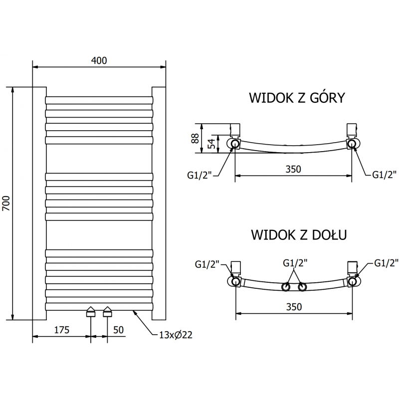 Mexen Ares elektrinis radiatorius 700 x 400 mm, 300 W, auksinė - W102-0700-400-2300-50