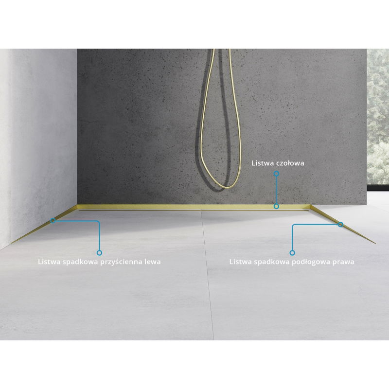 Mexen Line-B grindų nuolydžio juosta 120 cm dešinė, auksinė šlifuota - 185501120R