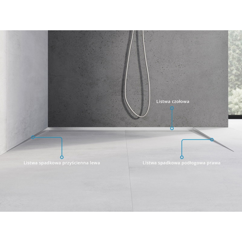 Mexen Line-B nuolydžio grindjuostė 180 cm dešinė, inox - 181001180R