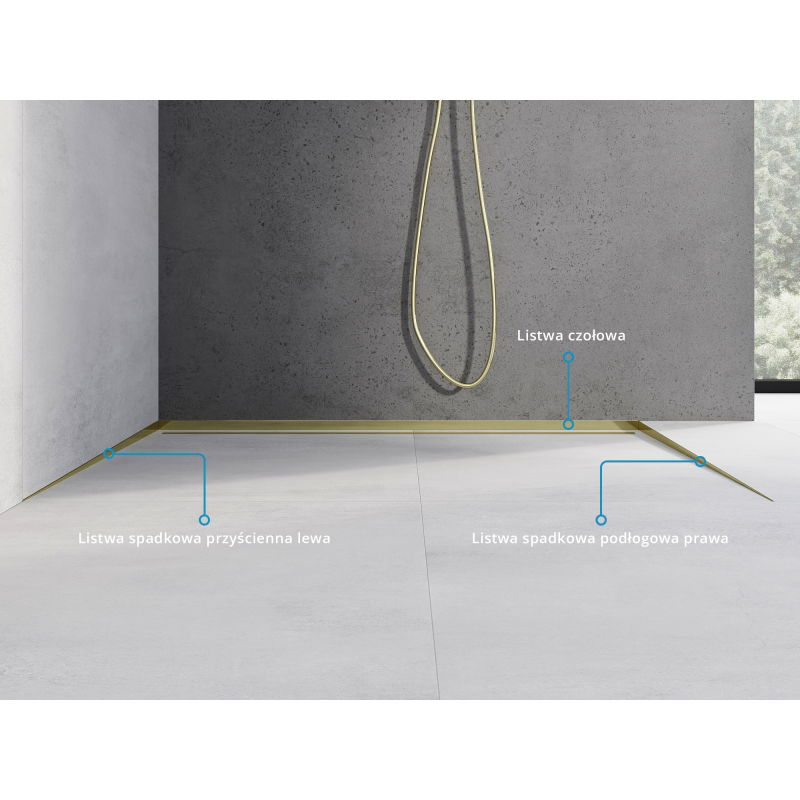 Mexen Line-B grindų nuolydžio juosta 180 cm dešinė, auksinė - 185001180R