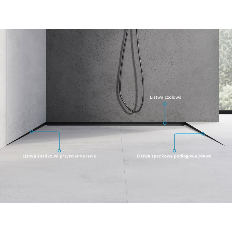 Mexen Line-B grindų nuolydžio juosta 180 cm dešinė, juoda - 187001180R