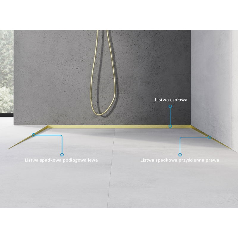 Mexen Line-B grindų nuolydžio juosta 180 cm kairė, auksinė šlifuota - 185501180L