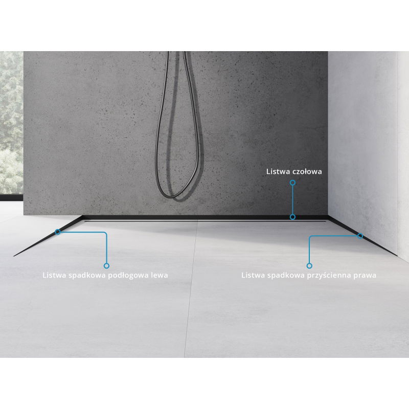 Mexen Line-B grindų nuolydžio juosta 180 cm kairė, juoda - 187001180L