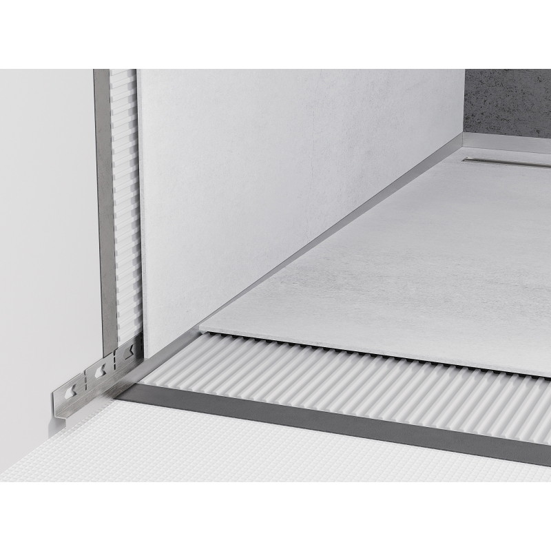 Mexen Line-B sieninė nuolydžio juosta 180 cm kairė, inox - 181002180L