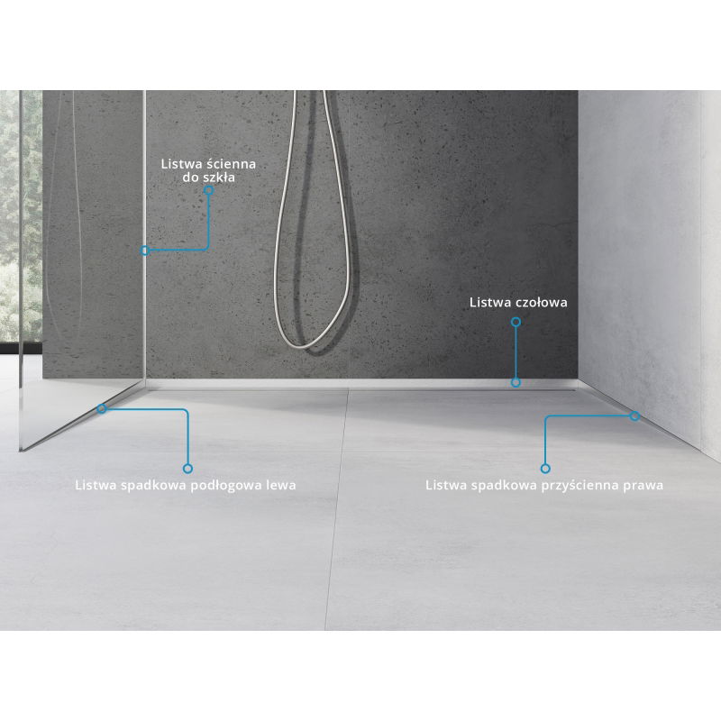 Mexen Line-B sieninė nuolydžio juosta 120 cm dešinė, inox - 181002120R