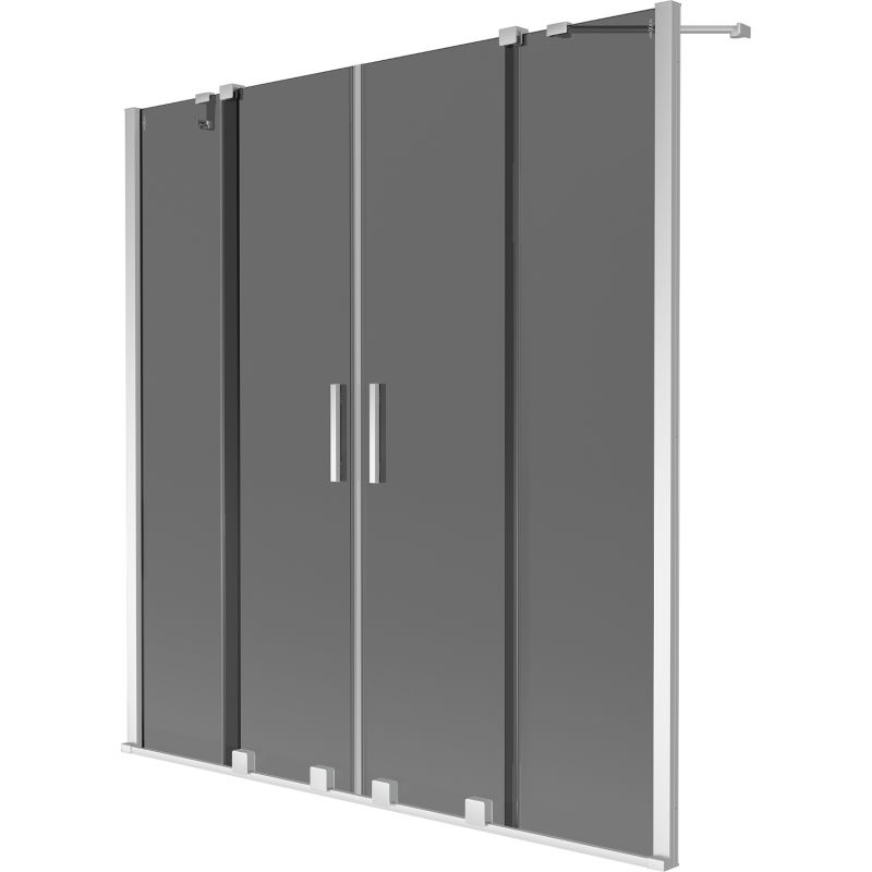 Mexen Velar Duo vonios pertvara su 2 slankiojančiais sparnais 140 x 150 cm, grafitas, chromas - 896-140-000-42-01
