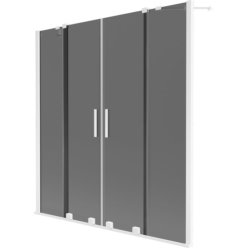 Mexen Velar Duo vonios ekranas 2 dalių stumdomas 140 x 150 cm, grafitas, baltas - 896-140-000-42-20