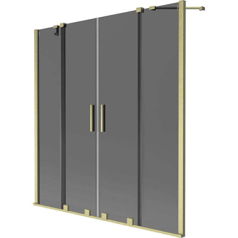 Mexen Velar Duo vonios sienelė, 2 dalių slankus, 140 x 150 cm, grafito, aukso spalvos šlifuota - 896-140-000-42-55