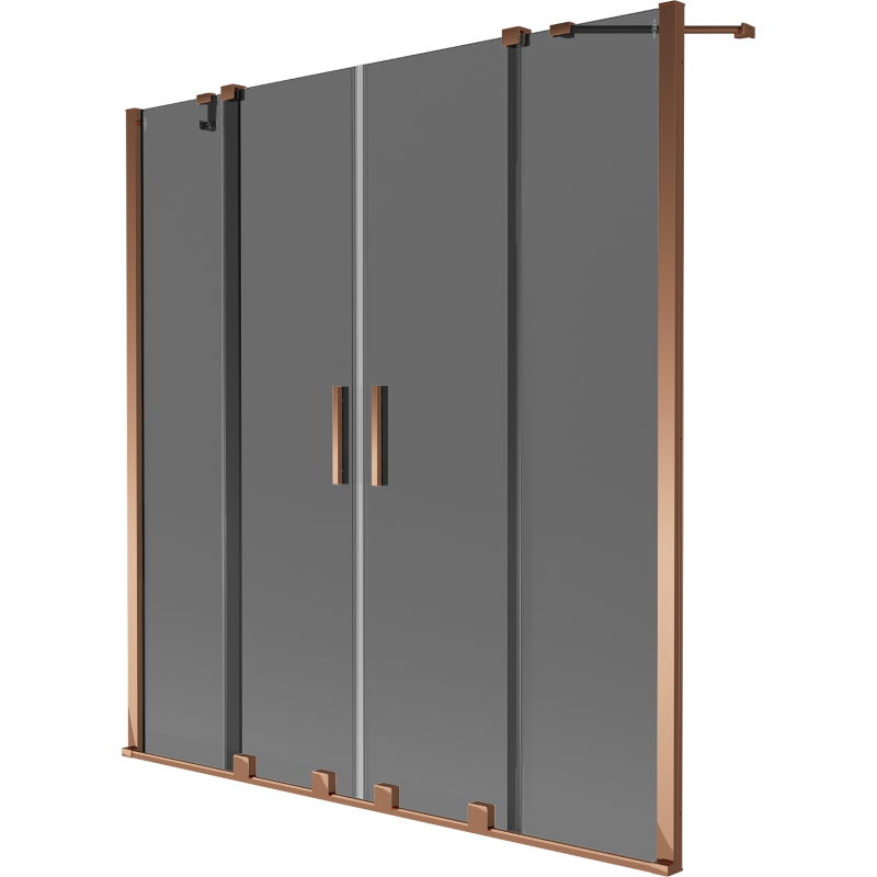 Mexen Velar Duo vonios širma, 2-jų dalių, stumdomas, 140 x 150 cm, grafitas, rožinis auksas - 896-140-000-42-60