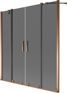 Mexen Velar Duo vonios širma, 2-jų dalių, stumdomas, 140 x 150 cm, grafitas, rožinis auksas - 896-140-000-42-60