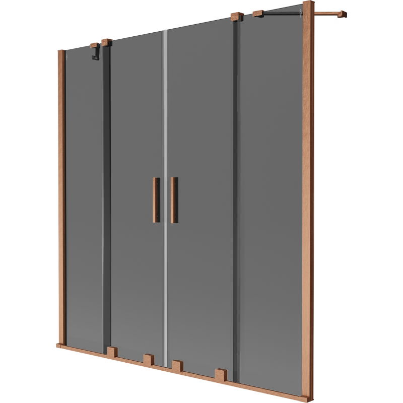 Mexen Velar Duo vonios skydas 2-durų stumdomas 140 x 150 cm, grafitas, šlifuotas varis - 896-140-000-42-65