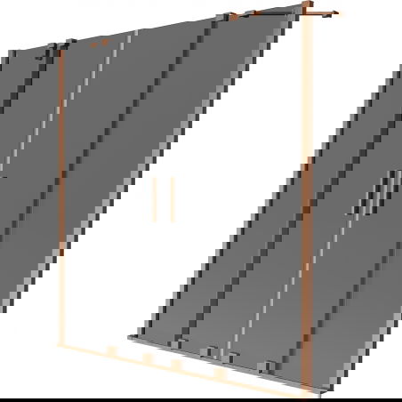 Mexen Velar Duo vonios sienelė 2-jų dalių stumdomas 140 x 150 cm, grafitas, šlifuotas varis - 896-140-000-42-65