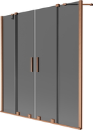 Mexen Velar Duo vonios skydas 2-durų stumdomas 140 x 150 cm, grafitas, šlifuotas varis - 896-140-000-42-65