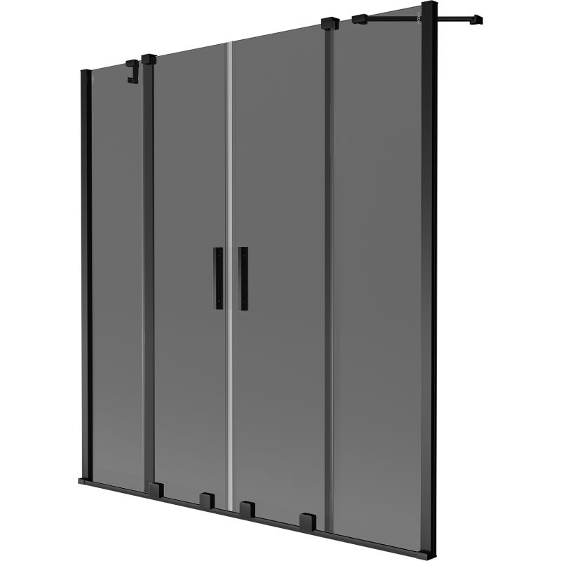 Mexen Velar Duo slankiojantis dviejų durų vonios ekranas 140 x 150 cm, grafitas, juodas - 896-140-000-42-70
