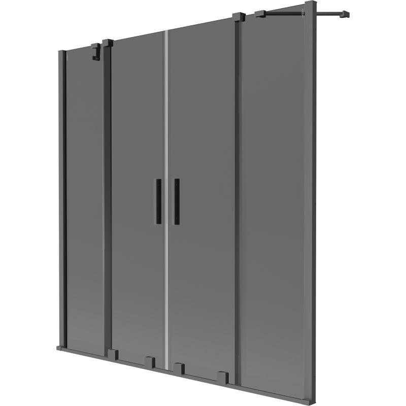 Mexen Velar Duo dvipusis vonios ekranas, dviejų dalių, stumdomas, 140 x 150 cm, grafitas, ginklų metalo - 896-140-000-42-95