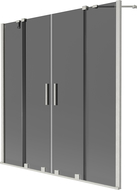 Mexen Velar Dvigubas vonios pertvaras, 2 dalių, stumdomas, 140 x 150 cm, grafitas, šlifuotas nikelis - 896-140-000-42-97