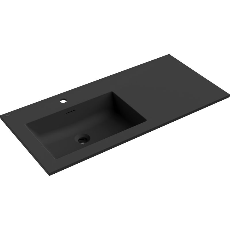 Mexen Otis įmontuojamas į stalviršį kairės pusės praustuvas 101 x 46,5 cm, juodas matinis - 25181071L