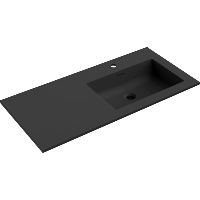 Mexen Otis įmontuota kriauklė į stalviršį dešinė 101 x 46,5 cm, juoda matinė - 25181071P