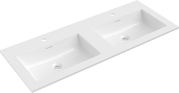 Mexen Otis įmontuota dviguba praustuvas į stalviršį 121 x 46,5 cm, baltas blizgesys - 25181200D