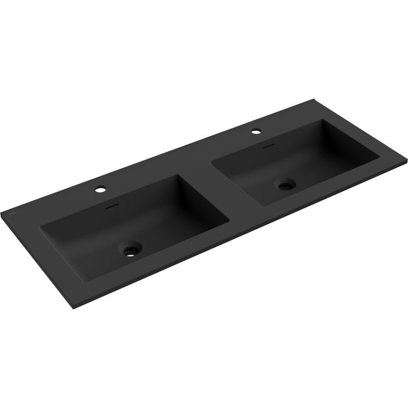 Mexen Otis dvigubas įleistas stalviršio praustuvas 121 x 46,5 cm, juodas matinis - 25181271D