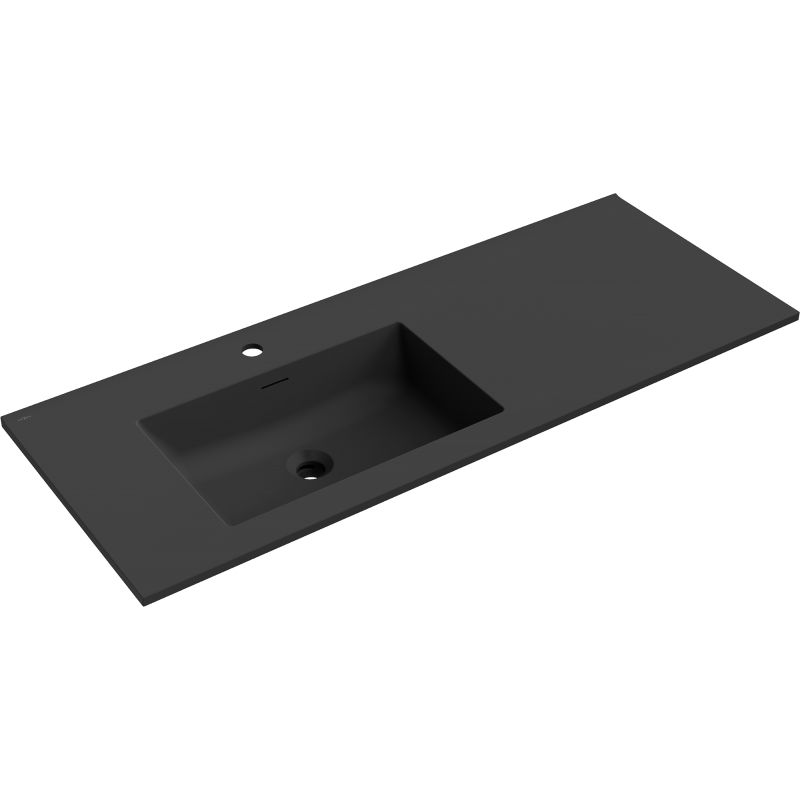 Mexen Otis įleidžiamas į stalviršį kairysis praustuvas 121 x 46,5 cm, juodas matinė - 25181271L