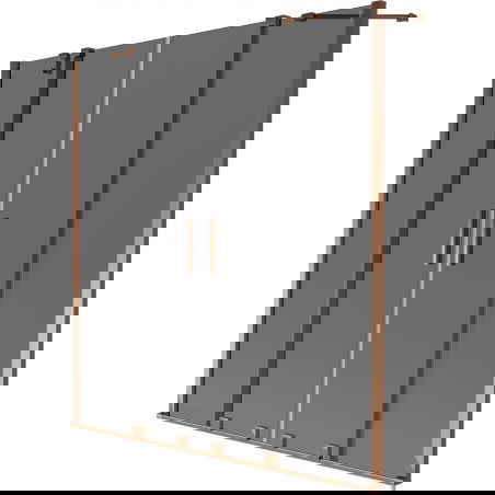 Mexen Velar Duo dviejų dalių nuleidžiama vonios pertvara, 160 x 150 cm, grafitas, rožinis auksas - 896-160-000-42-60