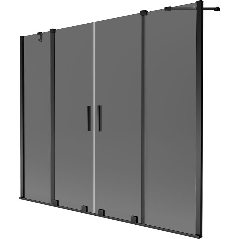 Mexen Velar Duo vonios uždanga 2-jų dalių slankiojama 170 x 150 cm, grafitas, juoda - 896-170-000-42-70