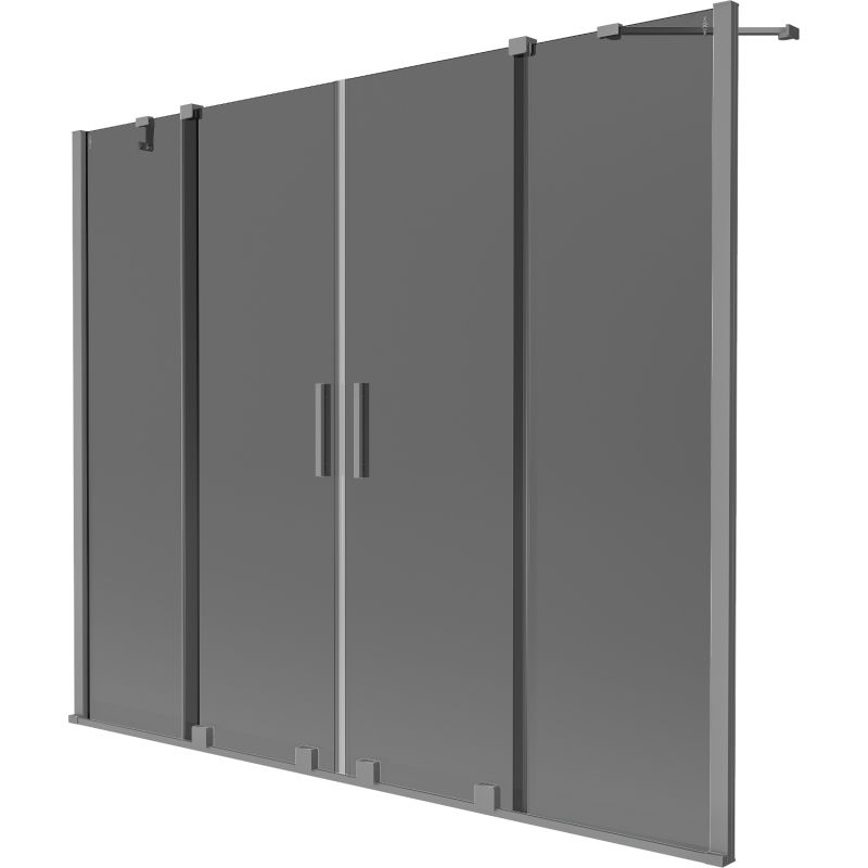 Mexen Velar Duo dvigubas stumdomas vonios ekranas 170 x 150 cm, grafitas, šautuvo metalo - 896-170-000-42-95