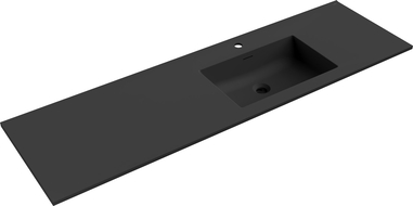 Mexen Otis įmontuojama į stalviršį dešinė kriauklė 161 x 46,5 cm, juoda matinė - 25181671P